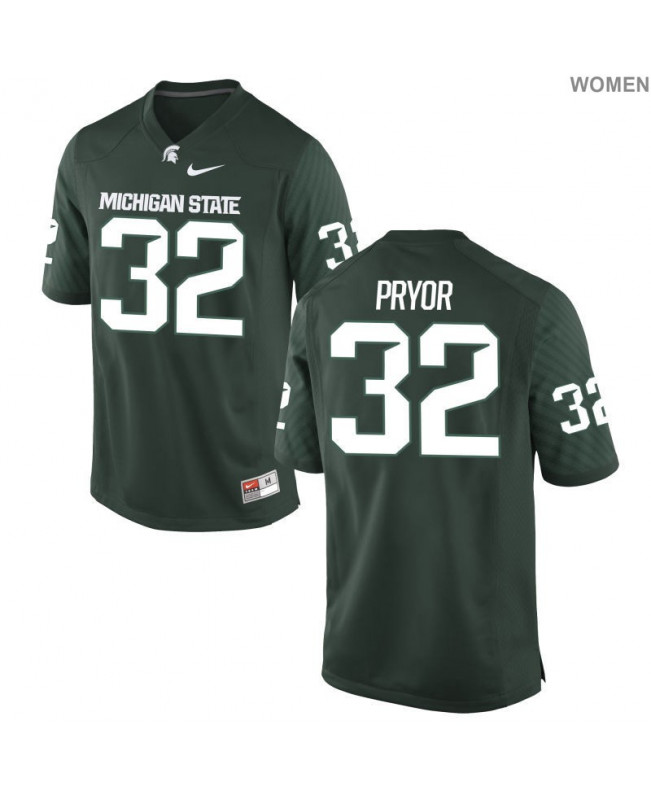 Women's Michigan State Spartans #32 Corey Pryor NCAA Nike Authentic Green College Stitched Football Jersey EF41N64AV